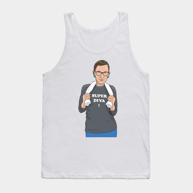 Ruth Bader Ginsburg - Super Diva Tank Top by Djokolelono